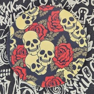 FREE coaster with roses and skulls, has defect